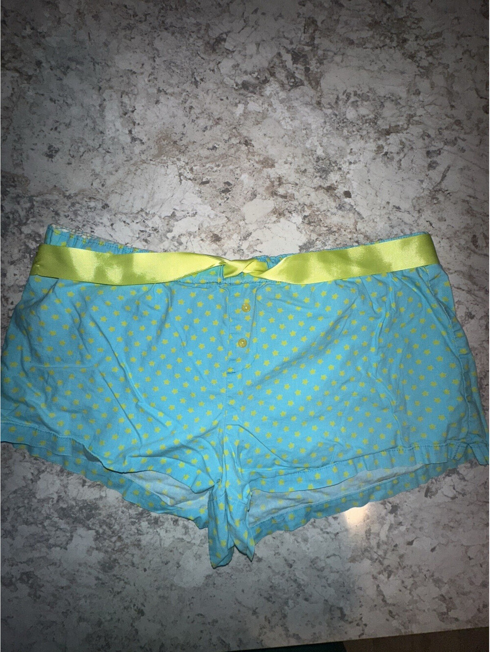 Tommy Hilfiger Dreamy Short Women’s S Pajama Shorts Blue/Green Stars Drawstring